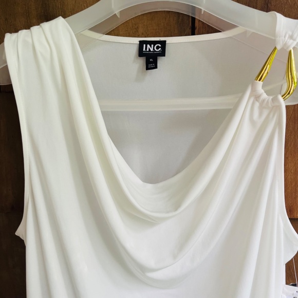 I.N.C. International Concepts White Womens  Asymmetrical Shoulder Draping Top XL - Picture 4 of 15